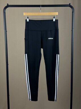 Adidas Climalite Women’s Leggings Size Medium Black 3 Stripe Athletic Tights
